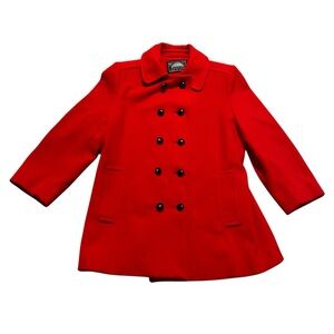 Vintage Mackintosh Womens Red 100% Wool Peacoat- Size 10 (See Measurements)